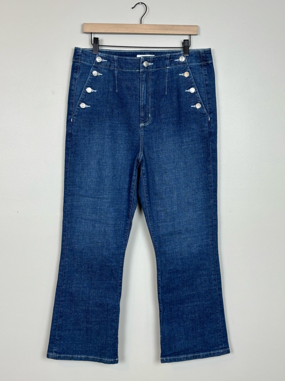 Loft Jeans Womens 31 Blue The Kick‎ Crop Sailor High Rise Stretch Denim